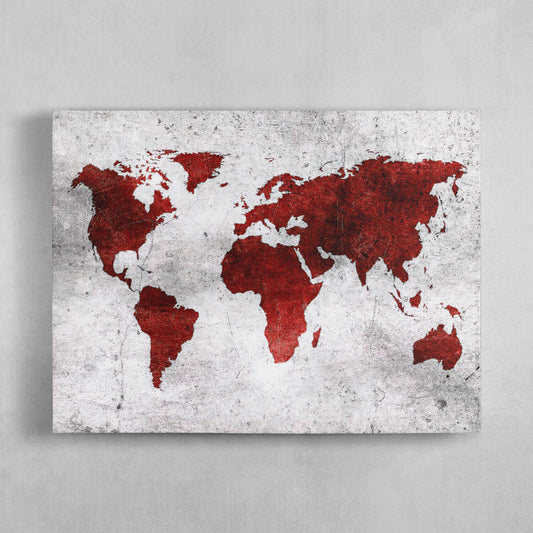 Deep Red Abstract Map